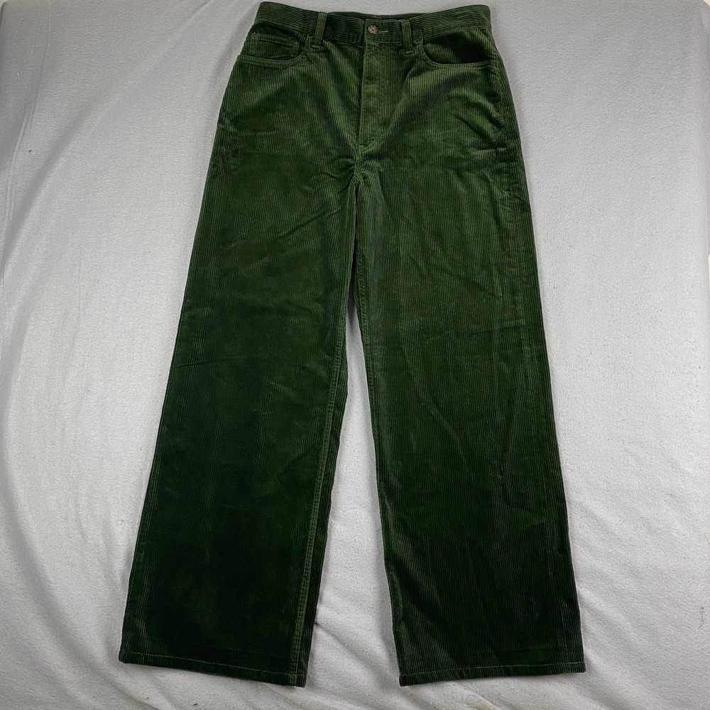 $298 Polo Ralph Lauren Corduroy Pants Womens 8 green Casual current wide leg
